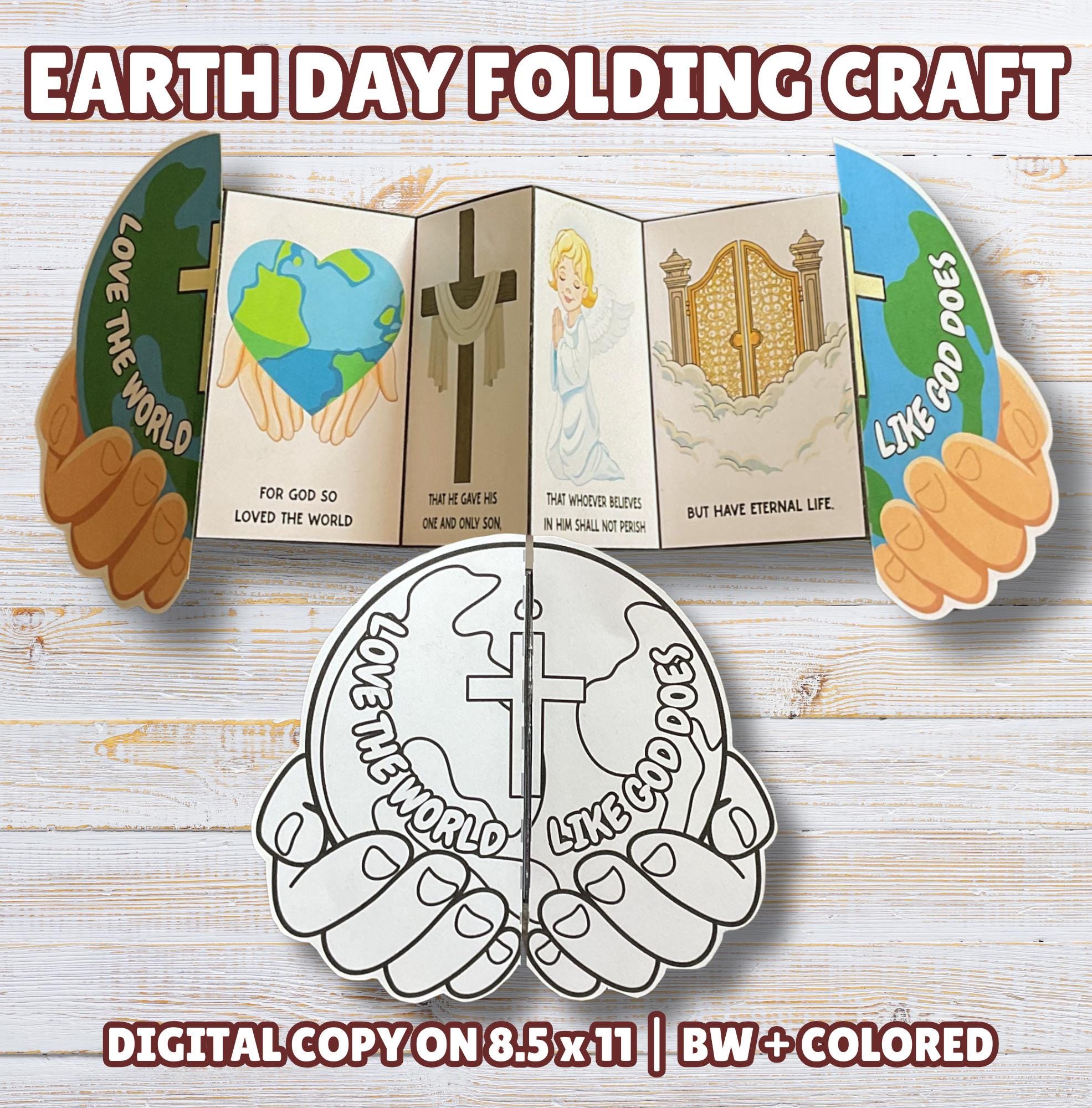 41 Easy Earth Day Crafts And Activities For Kids 18 Religious Earth Day Accordion Craft, John 3:16 Bible Verse Folding…