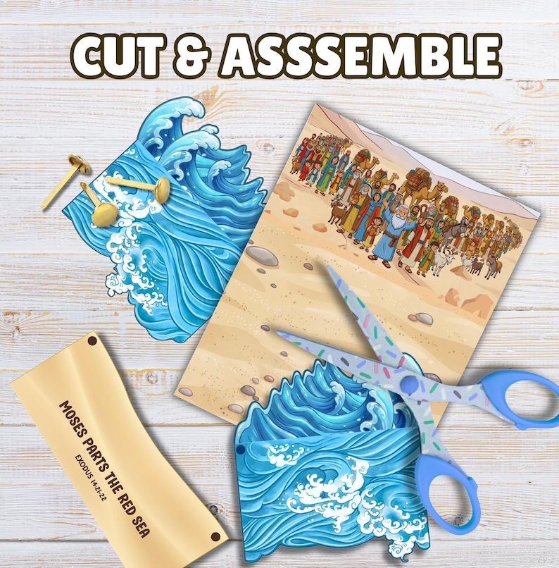 Moses Parting the Red Sea Bible Craft for Kids Printable Children's ...
