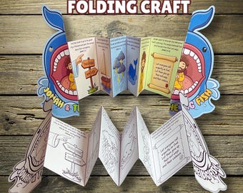 Jonah and the Big Fish Folding Surprise Craft, Jonah & the Whale Story for Kids, Sunday School Lesson Printable