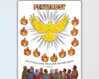 Pentecost Torn Paper Craft Kids, Holy Spirit Dove Craft, Sunday School Pentecost Activity, Bible Craft Printable, Acts 2:4 Christian Lesson