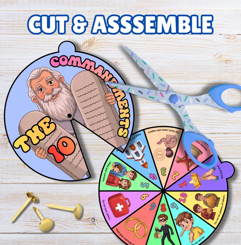 The Ten Commandments Coloring Wheel Craft Exodus 20 Bible Lesson for ...