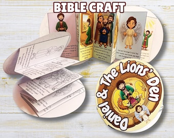 Daniel & The Lions Den 3D Booklet Craft for Kids, Daniel 6 Bible Story for Kids, Old Testament Lesson Mini Book, Sunday School Activity, VBS