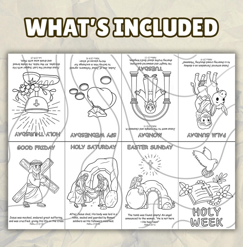 Easter Story Mini Coloring Book Printable Holy Week Timeline Sunday ...