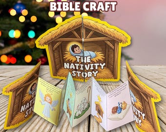 Nativity Folding Surprise Craft, The Birth of Jesus Story for Kids, Sunday School Advent Lesson Printable, Jesus Is Born Church Activity