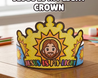 Jesus is My Light Crown Bible Craft, Jesus Headband Coloring Activity for Kids, Preschool Kindergarten Church VBS 2026 Sunday School Lesson