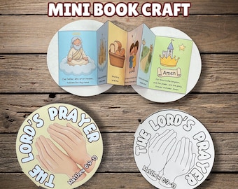 The Lord's Prayer Booklet Craft for Kids, Sunday School Lesson, Bible Story Activity, How to Pray Mini Book Printable, Kids Ministry, Church