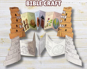 The Tower of Babel Folding Surprise Craft, Genesis 11 Bible Story Activity, Tower of Babel Printable, Sunday School, Christian Homeschooling