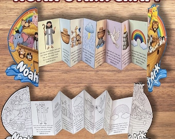 L'Arca di Noè: un lavoretto a sorpresa pieghevole, la storia di Noè: attività biblica per bambini, lezione biblica sulla Genesi stampabile, lavoretto sull'Antico Testamento per la Scuola Biblica Estiva (VBS) della Chiesa di Gesù Cristo dei Santi degli Ultimi Giorni.
