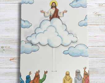 Ascension of Jesus Christ Printable Craft for Kids, Jesus Ascending Sunday School Lesson Acts 1, Kids Bible Study, Easter Bible Craft