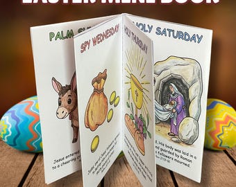 Easter Story Mini Coloring Book Printable Holy Week Timeline Sunday School Activity Zine Craft Kids Bible Lesson He Is Risen Easter Class