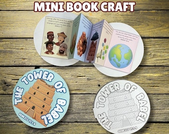 The Tower of Babel Booklet Craft, Genesis 11 Bible Story Activity, Old Testament Tower of Babel Printable, Sunday School, Quiet Church Book