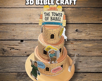 The Tower of Babel 3D Model Craft, Old Testament Genesis Printable, Bible Story Activity, Sunday School, Christian Homeschool, Quiet Church