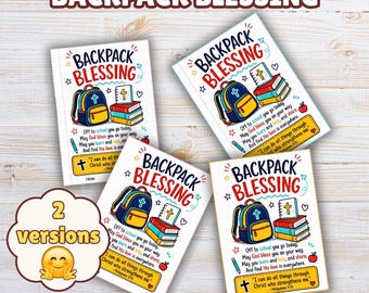 Etiquetas de bendiciones para mochilas, regreso a clases cristiano, etiquetas de oración para mochilas imprimibles, bendición de inicio de clases para niños, ministerio infantil, iglesia