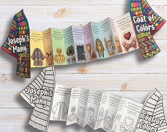 Joseph's Coat of Many Colors Folding Surprise Craft Genesis 37 Bible Lesson for Kids The Story of Joseph Church Activity Sunday School VBS