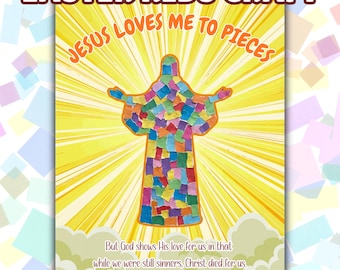 Jesus Loves Me to Pieces Craft Easter Torn Paper Crafts for Kids Simple Christian Easter Craft Preschool Romans 5:8 Sunday School Activity