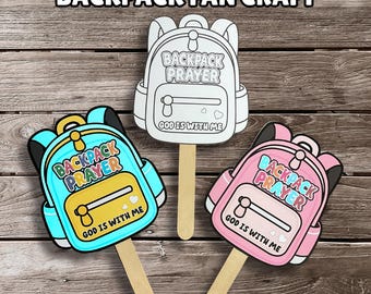 Manualidad de oración para la mochila del primer día de clases, imprimible cristiano para el regreso a clases, actividad de la iglesia para niños, manualidad de oración preescolar