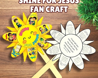 Shine Your Light Paper Fan Craft, Be A Light For Jesus Activity for Kids, Let Your Light Shine Bible Lesson, Christian Homeschooling, VBS