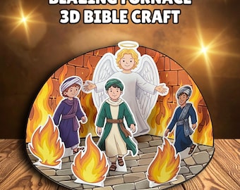 Fiery Furnace 3D Bible Craft for Kids, Blazing Furnace Daniel 3 Activity, Shadrach Meshach Abednego, Old Testament Printable Diorama