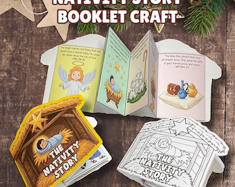 Nativity Booklet Printable, The Birth of Jesus Kids Lesson, Downloadable Jesus Is Born Craft, Sunday School Advent Activity, Quiet Church