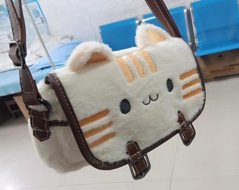 Kawaii Cat Purse, Cute Plush Satchel Handbag, Japanese Style Ita Bag, Soft Girl & Cottagecore Aesthetic, Anime Gift for Her, Teen