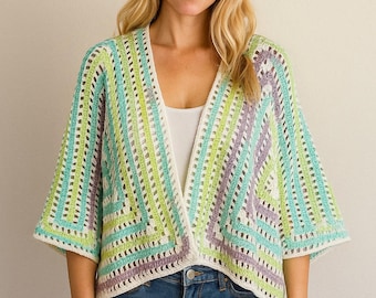 Unique Crochet Cardigan: Handmade Boho Long Sleeve Style