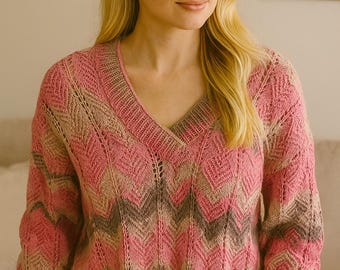 Boho Colorful Striped Sweater: Handcrafted Crochet Long Sleeve Sweater