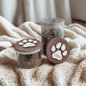 Gepersonaliseerde Hondensnoeppot | Met Naam en Pootafdruk | Handgemaakt & Laser Gegraveerd | Uniek Honden Cadeau | Huisdieren Snoeppot