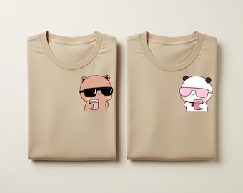T-shirt Bubu Dudu Bear : tenue de couple assortie, t-shirt amateur de café