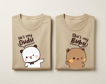 Bubu & Dudu Couple Shirts: Matching Bear T-Shirts, Anniversary Gift