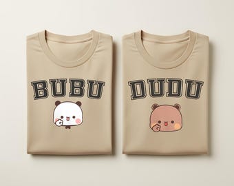 Bubu Dudu Chemises pour couple assorties, joli imprimé ours, 100 % coton