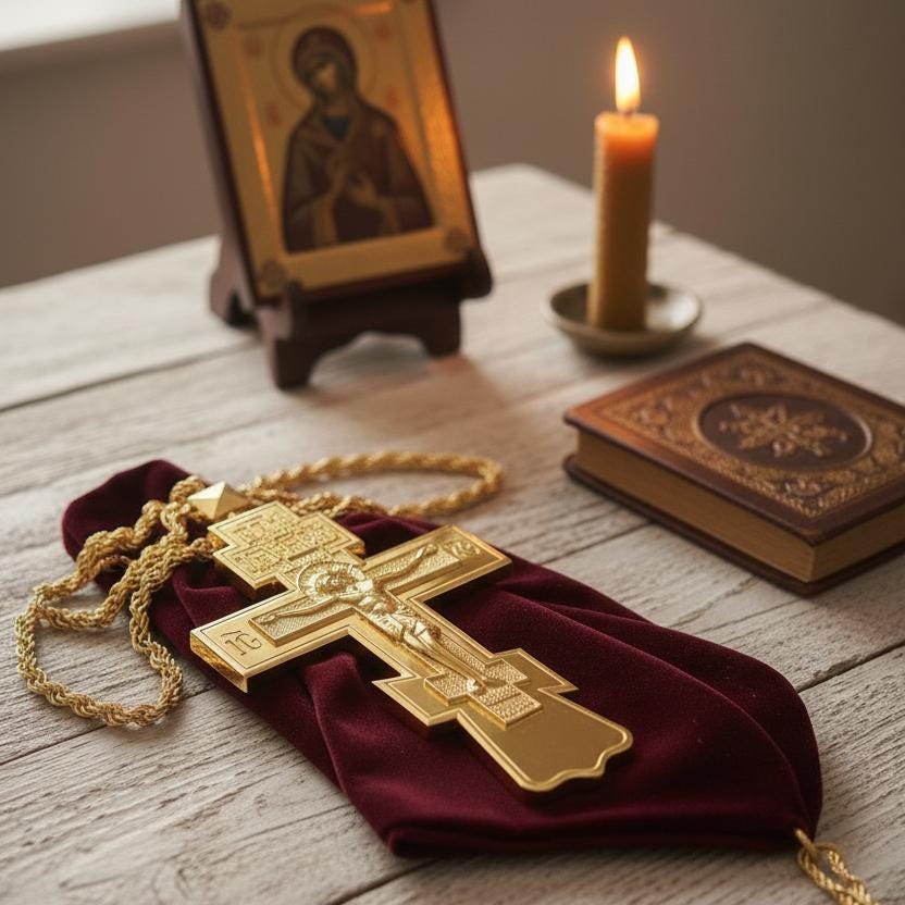 Orthodox Pectoral Cross for Priests | Byzantine Gold Crucifix With ...