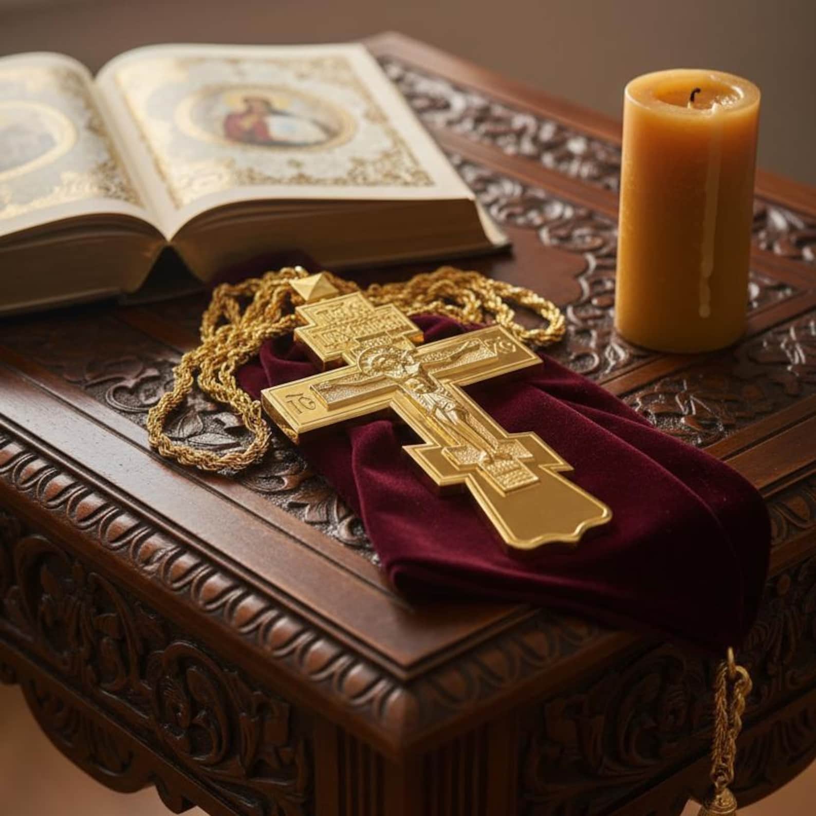 Orthodox Pectoral Cross for Priests | Byzantine Gold Crucifix With ...