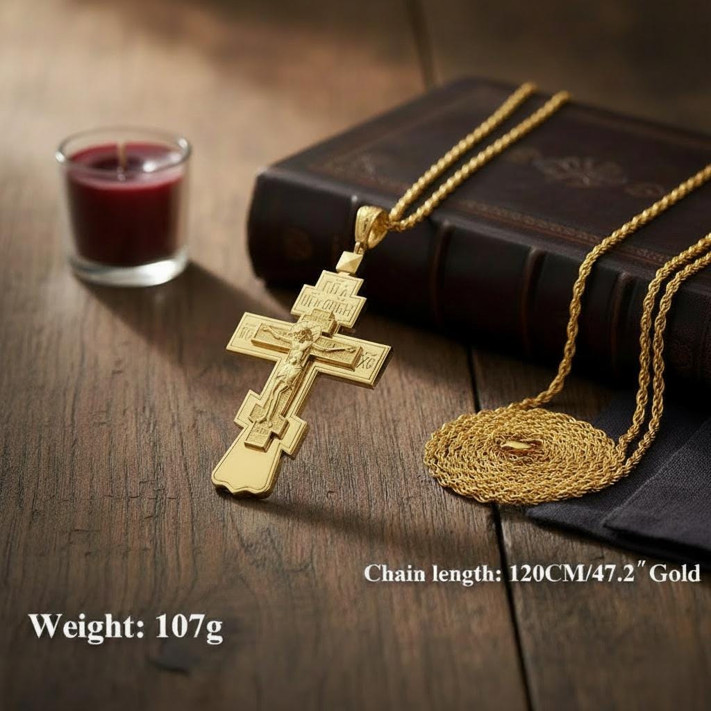 Orthodox Pectoral Cross for Priests | Byzantine Gold Crucifix With ...
