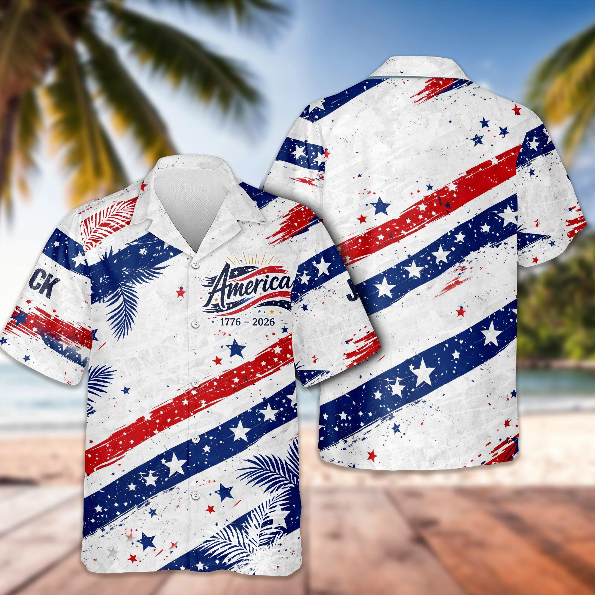 Discover Custom Name 250 Years 1776-2026 Hawaii shirt, USA 250Years Independence Apparel, Patriotic American Flag Pet Tee