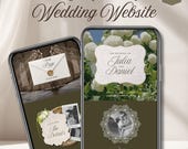 Vintage Wedding Website Template with RSVP, Customizable Canva Template (Digital Download)