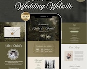 Vintage Wedding Website Template with RSVP, Customizable Canva Template (Digital Download)