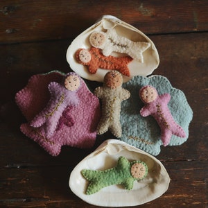Baby Mermaid and Shell Pattern hand sewing pattern felt pattern mermaid doll pattern waldorf inspired