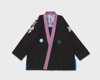 Albino e Preto - Kimono brasiliano Anno del Drago | Uniforme BJJ di alta qualità per atleti con trama a perle