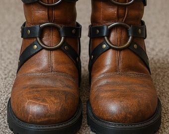 Vintage 90s 00s Frye Motorcycle Boots Harness Engineer Distressed