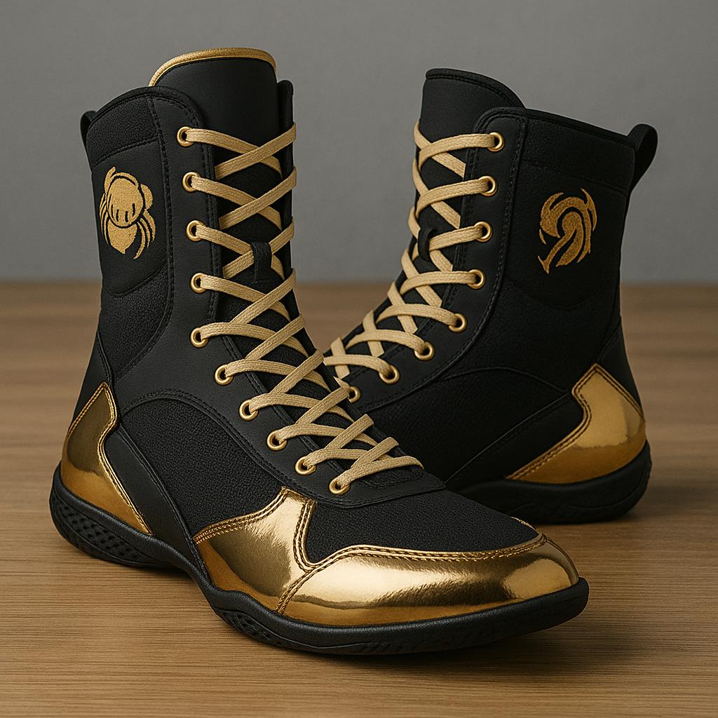 Premium Black and Gold High Top Boxing Shoes for Men  display picture 2