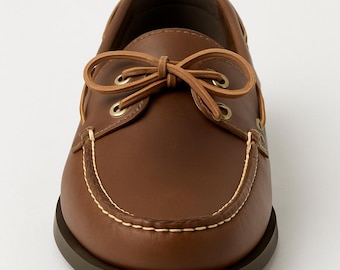 Zapatos náuticos de cuero marrón para hombre, estilo mocasín informal sin cordones con suela suave, cómodos para caminar, de inspiración náutica, hechos a mano, regalo.