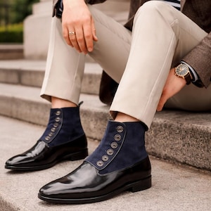 navy dress brown boots Rohan in Burgundy / Med Brown / Navy Men's Italian Leather & Lux Suede  Jodhpur Boot by DapperFam – DAPPERFAM