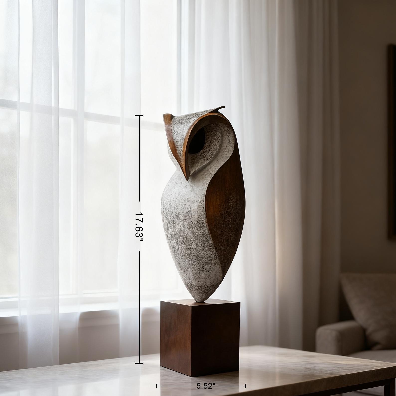 Handmade Owl Wood Carving – Minimalist Organic Home Decor, Halloween Gift