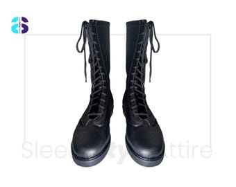 Men Pro Wrestling Black Boots, Lightweight Comfortable Leather Wrestling Shoes, Premium Professional Wrestling Gear, Custom Wrestler Wear