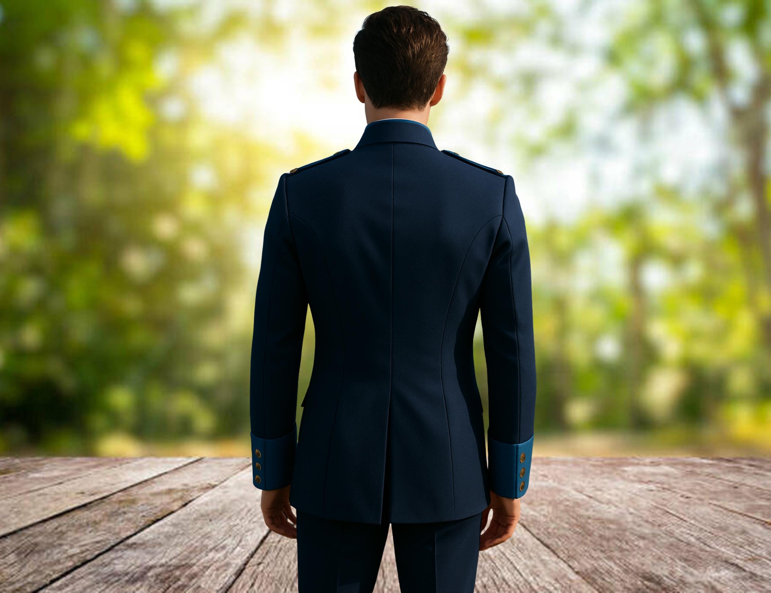 Luxury Navy Blue Military Jacket for Men | Handmade Officer Navy Blue ...