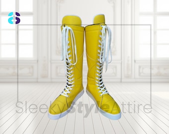 Botas de lucha amarillas para hombre, botas de cuero amarillas de lucha moderna para hombre y mujer, botas personalizadas para luchadores, regalo para él