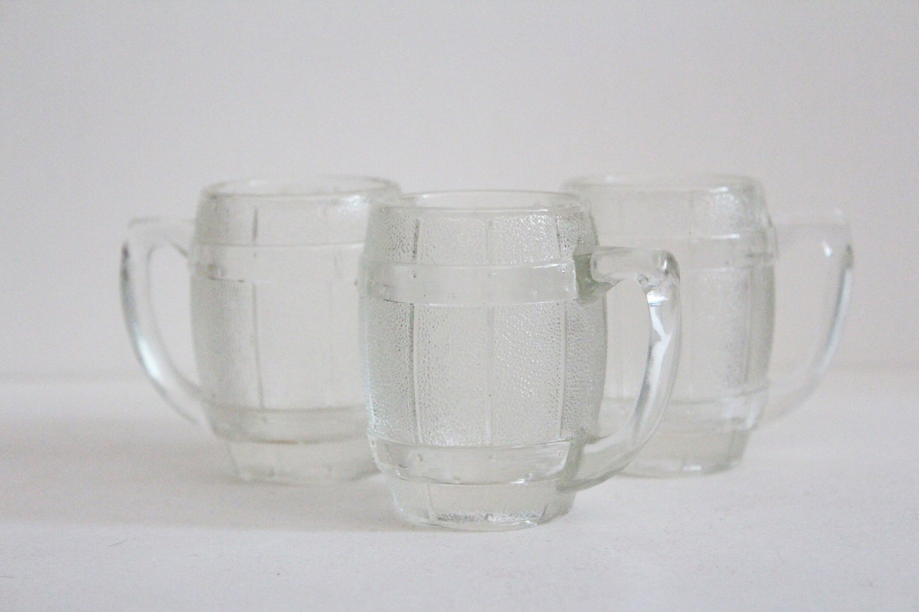 Kitchen & Dining Barware Set Of 3 Vintage Clear Glass Barrel Shot