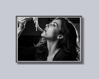 Glamour Portrait Print, Black and White Wall Art, Fashion Photography, Vintage Poster, Printable, Elegant Home Decor