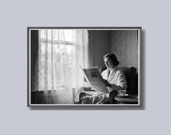 Plakat do czytania w stylu vintage, czarno-biała sztuka ścienna, fotografia retro, plakat lifestylowy, do druku, klasyczny wystrój domu