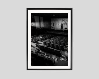 Vintage Abandoned Theater Black & White Print – Cinema Wall Art